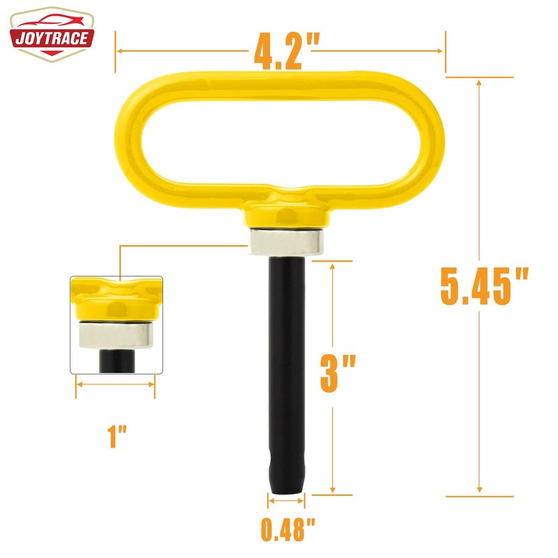 joytrace Magnetic Hitch Pin - Heavy Duty Ultra Strong Neodymium Magnet Trailer Gate Pin for Easy One-Handed Hook On & Off, for Lawn Mower Trailer Hitch Pin and Tow Behind Attachments ( Yellow） - Image 3